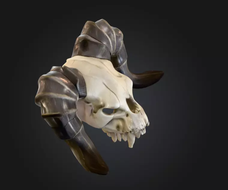 Ram Skull Artifact Low-poly 3D model_10