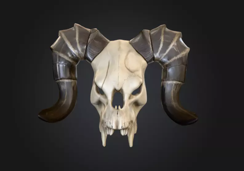 Ram Skull Artifact Low-poly 3D model_0