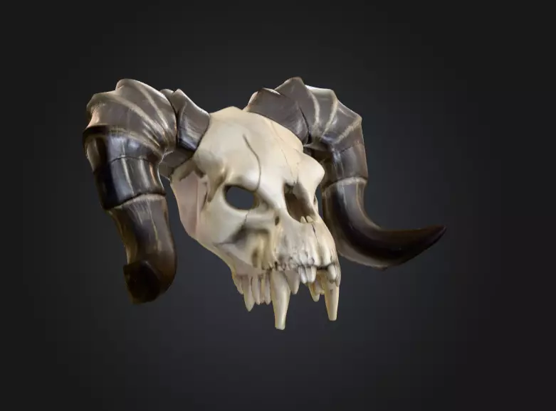 Ram Skull Artifact Low-poly 3D model_7