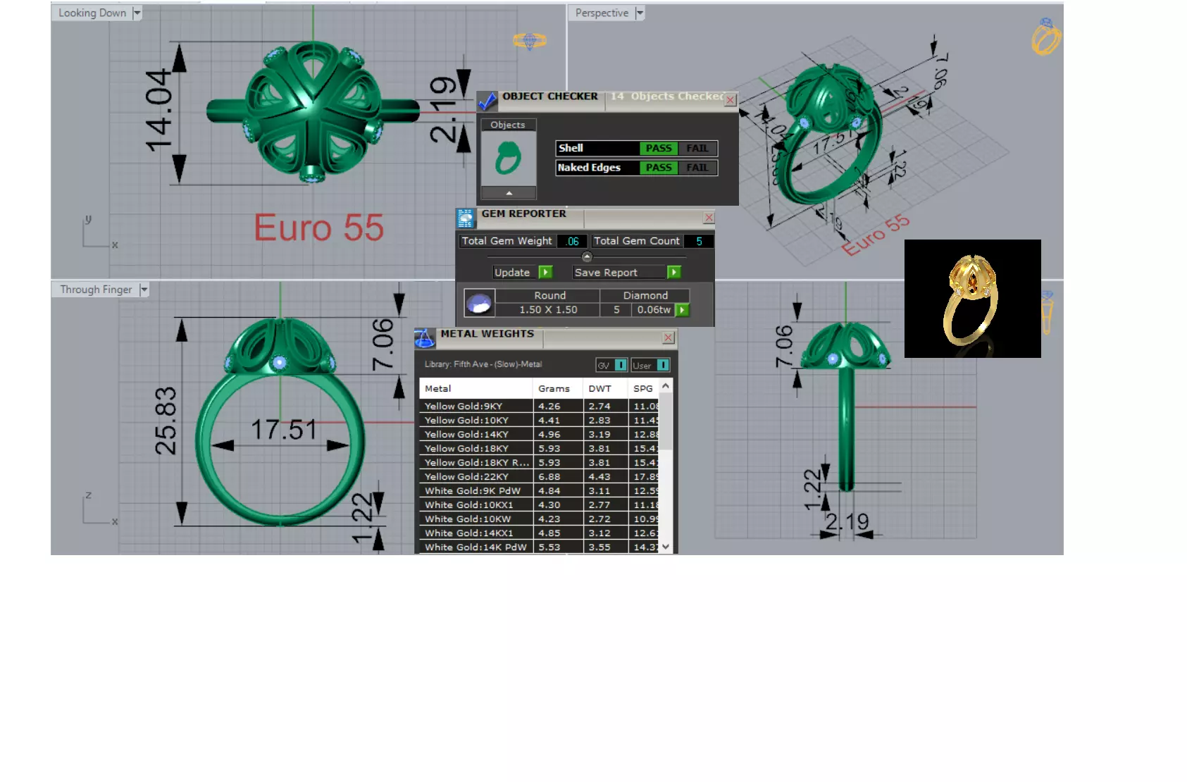 stl 3dm Ring Golden Flower with Sparkling Diamonds jr00238 3D print model