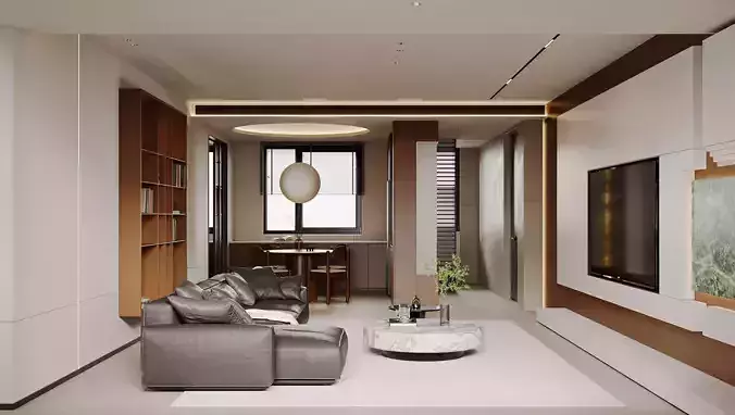 Modern living room dining room interior scenes 114 3D model