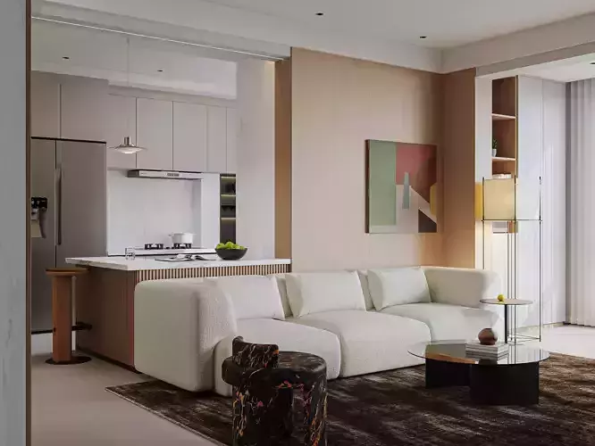 Modern living room dining room interior scenes 116