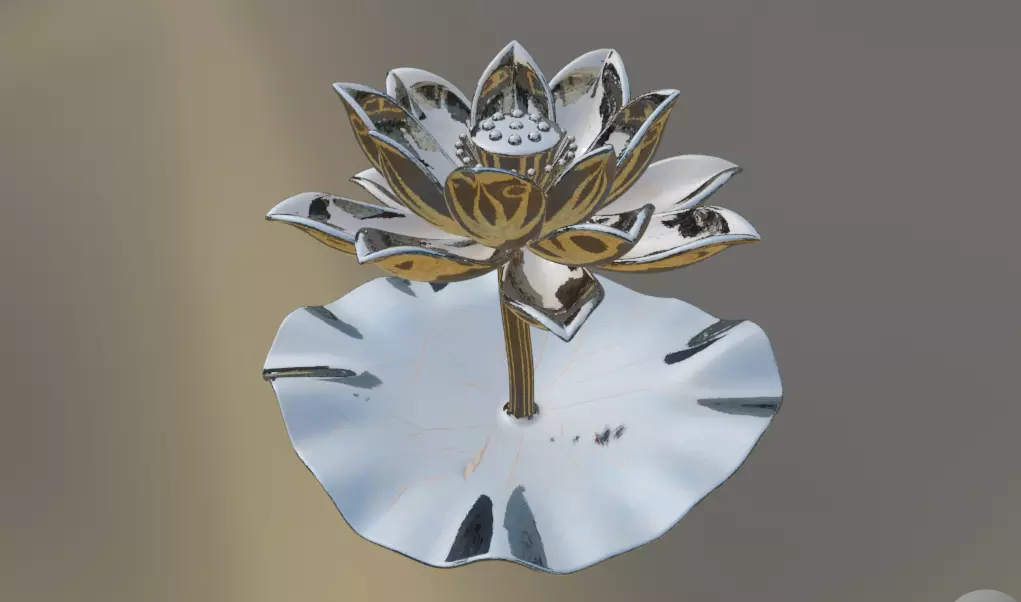 A 3D sculpture of a lotus 3D print model_3
