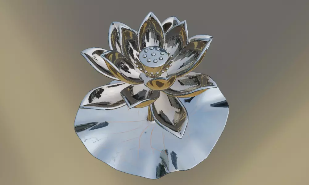 A 3D sculpture of a lotus 3D print model_4