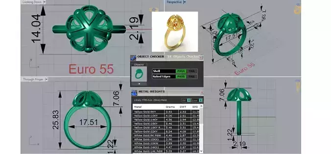 stl 3dm gold Ring A Dome of Sparkling Gold gr0147 3D print model