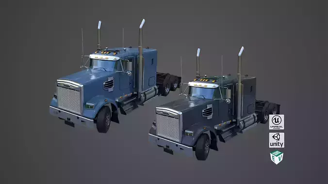 Heavy Truck Chassis 07 Cyan and Grey All PBR Textures