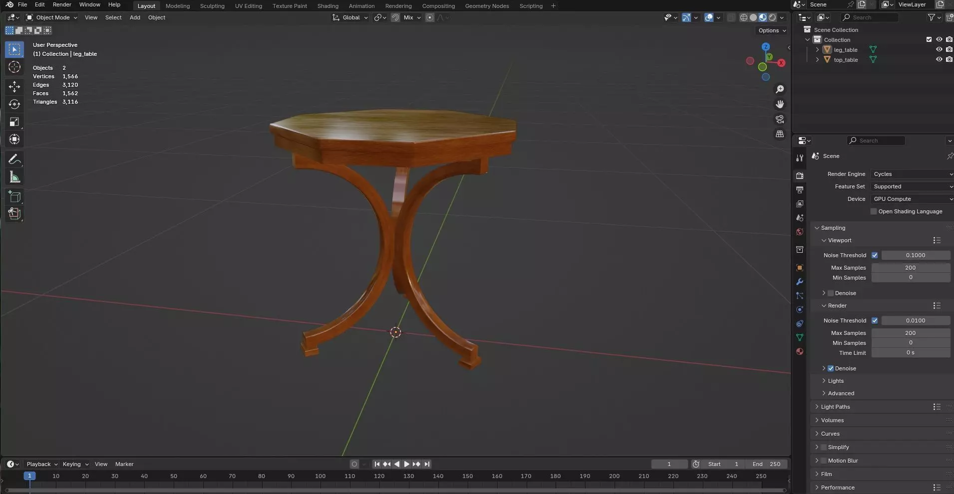Octagon Table CG26 3D model_8