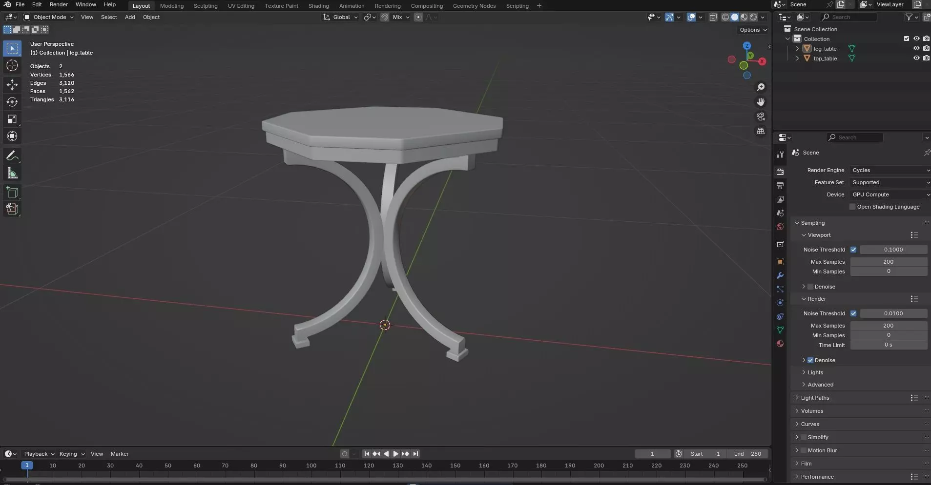 Octagon Table CG26 3D model_7
