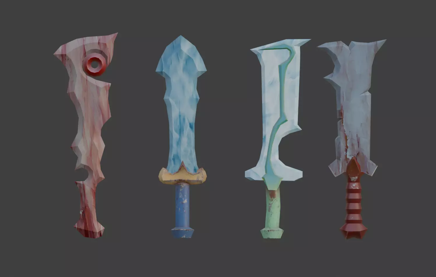 Stylised swords low-poly game ready Low-poly 3D model Low-poly 3D model_0