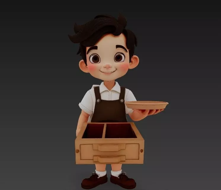  The Cafe Boy with Tray and Storage 3D print model_6