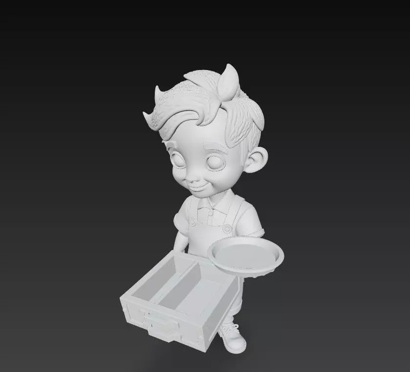  The Cafe Boy with Tray and Storage 3D print model_4