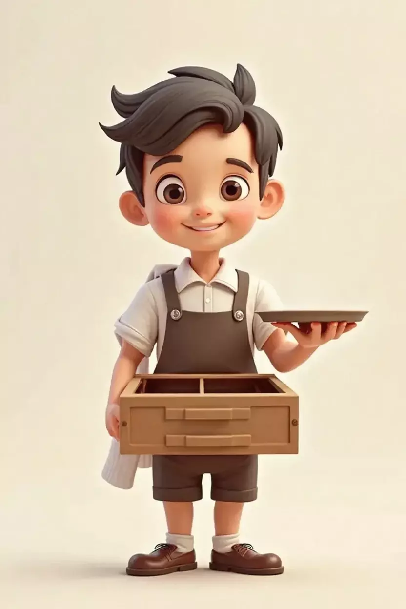  The Cafe Boy with Tray and Storage 3D print model_1