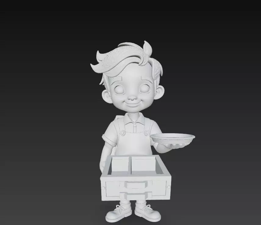 The Cafe Boy with Tray and Storage 3D print model_5