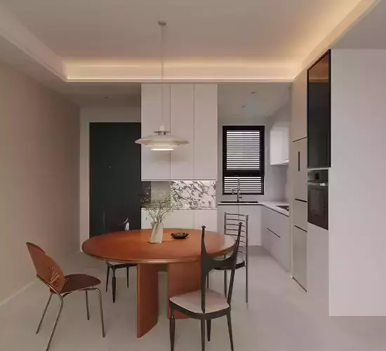 Modern living room dining room interior scenes 120 3D model