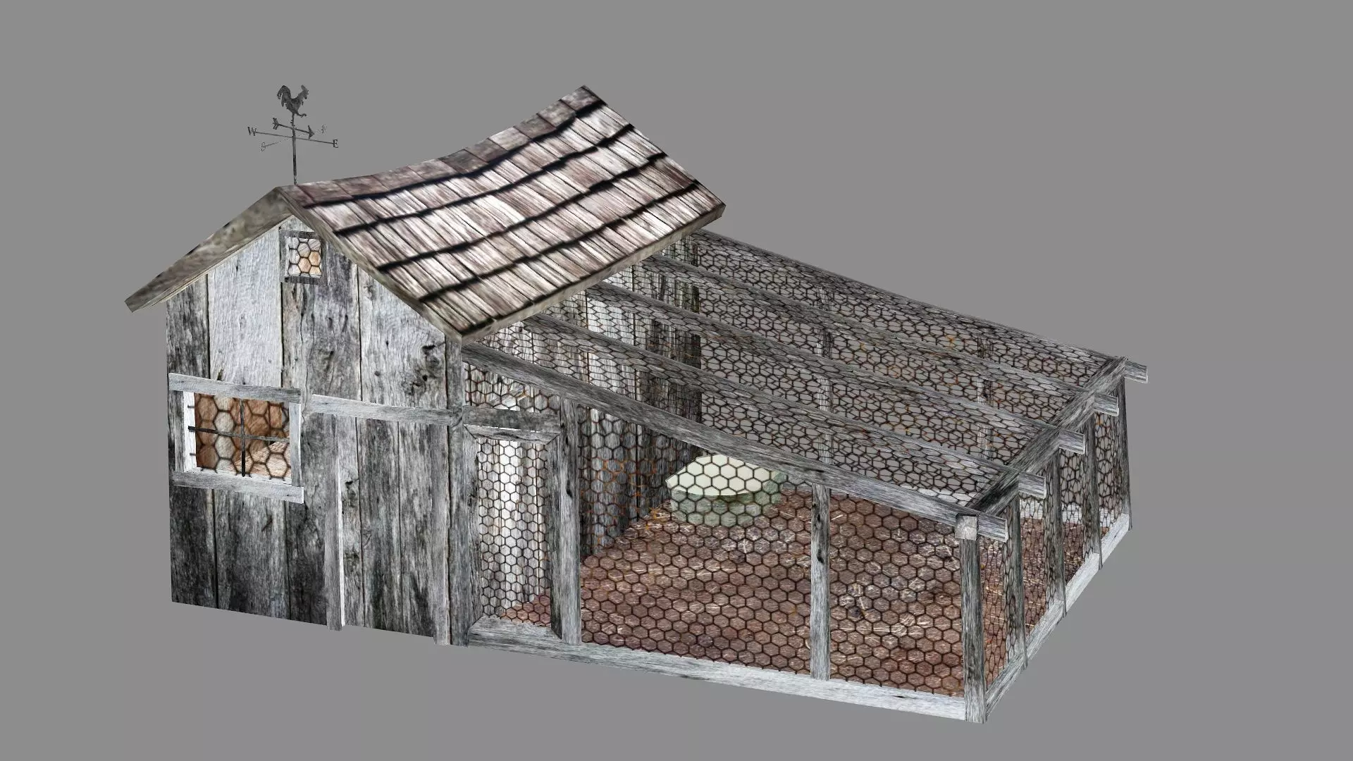 Chicken Coop With Cage Low Poly 3D Model Low-poly 3D model_0