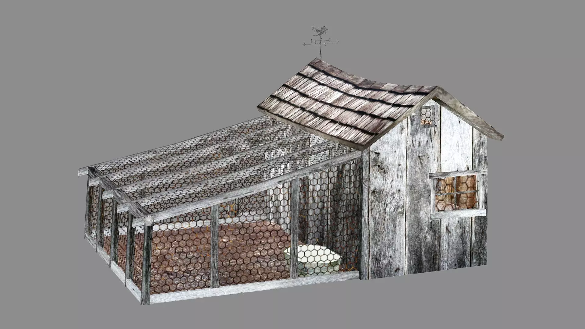 Chicken Coop With Cage Low Poly 3D Model Low-poly 3D model_4