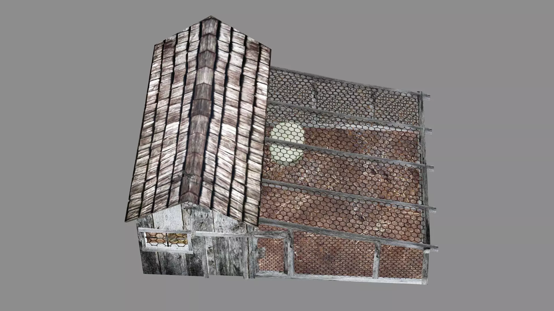 Chicken Coop With Cage Low Poly 3D Model Low-poly 3D model_5