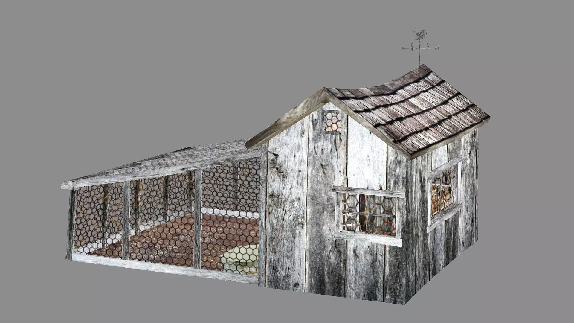 Chicken Coop With Cage Low Poly 3D Model Low-poly 3D model_2