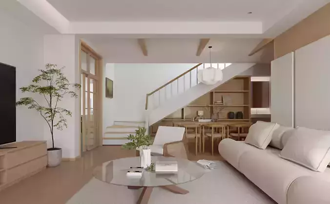 Modern living room dining room interior scenes 123