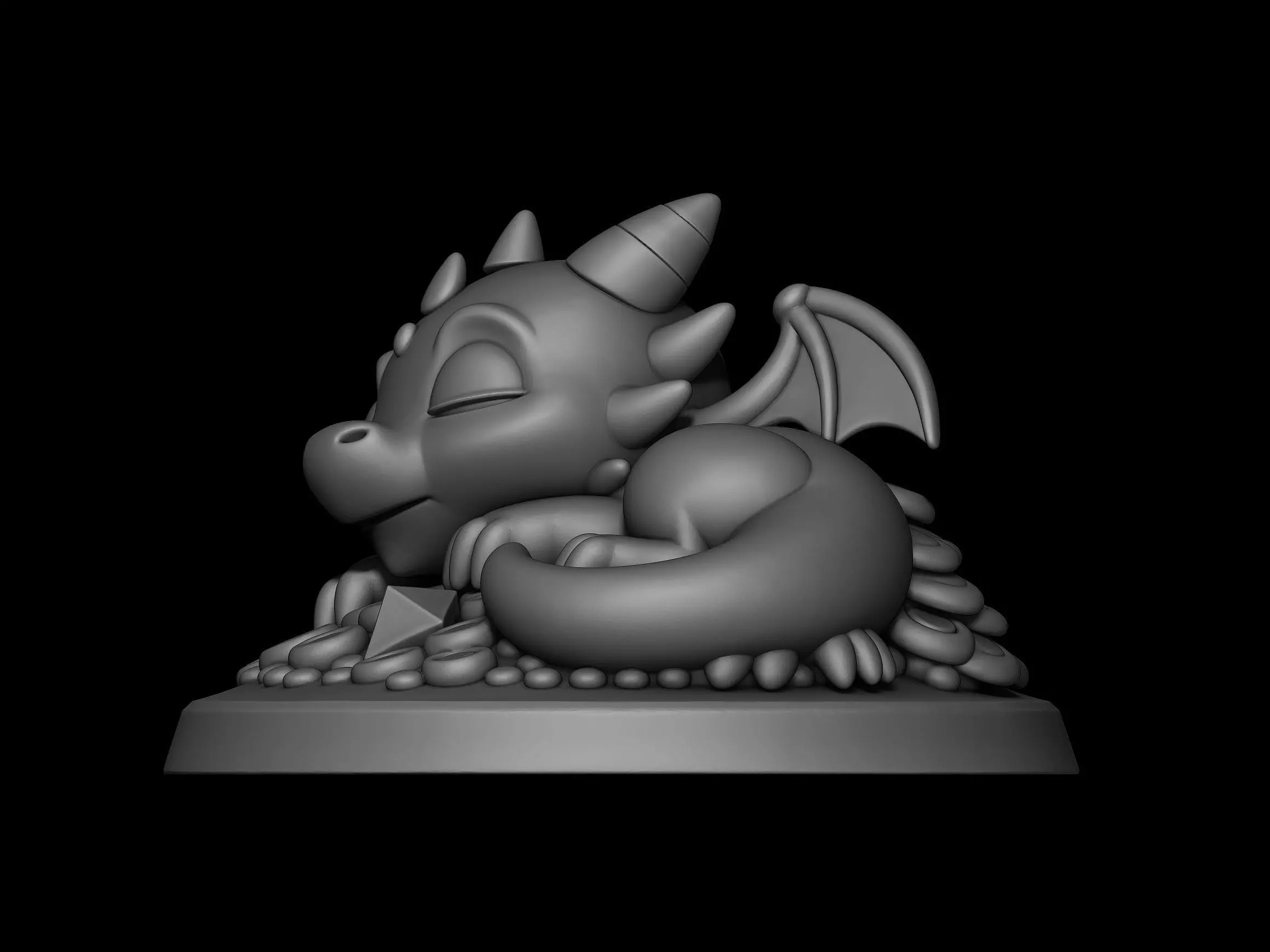 Sleeping Baby Dragon on Treasure 3D print model