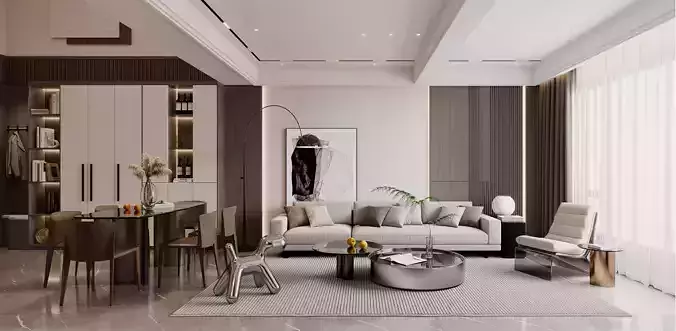 Modern living room dining room interior scenes 127