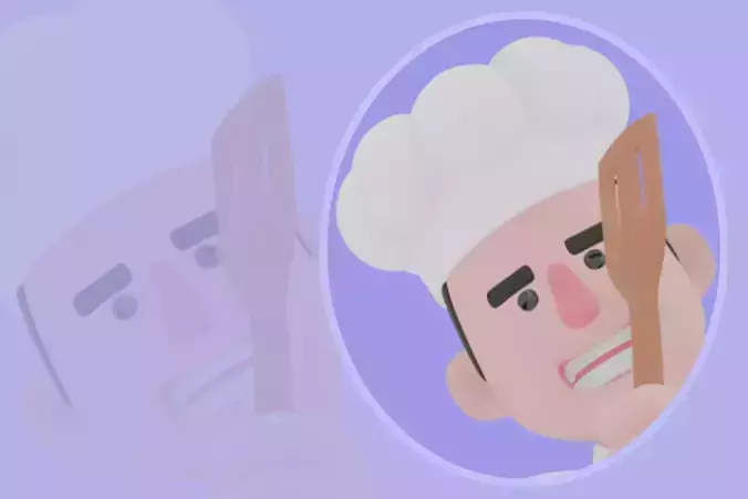 Stylized 3D Male Chef Character - Cartoon Cook with Spatula