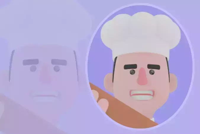 Stylized 3D Male Chef Character - Cartoon Cook Holding Spatula