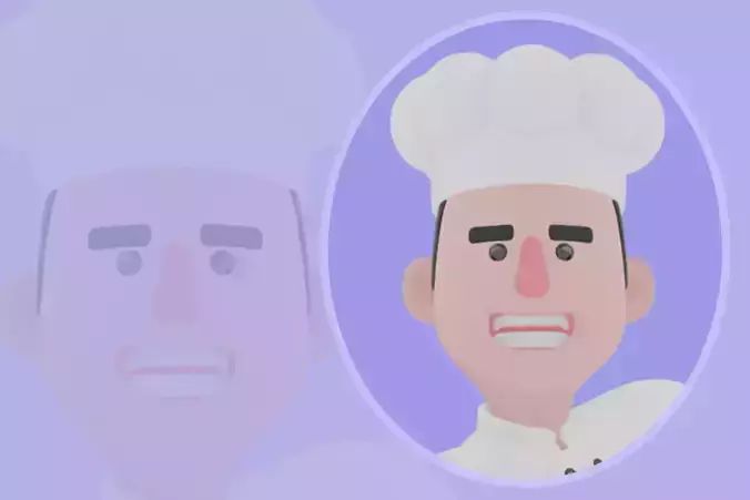 Stylized 3D Male Chef Character - Cartoon Cook Surfing Spatula