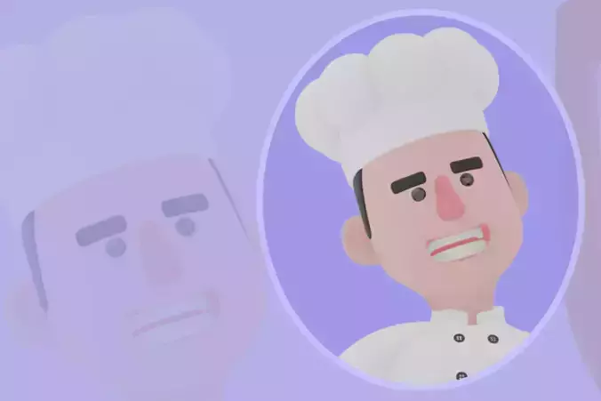 Stylized 3D Male Chef Character - Cartoon Cook with Spatula