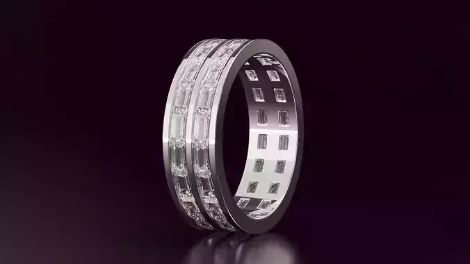 2Line Channel Set Baguette Straight Eternity Ring 324CT EU54