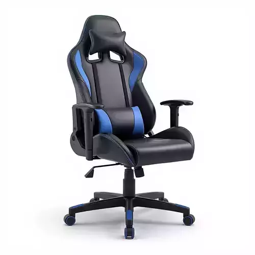 Performance Gaming Chair - Black Blue Ergonomic 3D Model