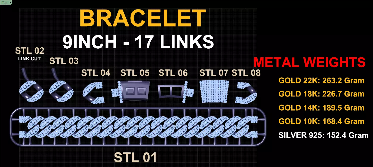 FULL LOCK BOX 18mm Wide SOLID CUBAN Link Chain - 9 Inch 3D print model_8