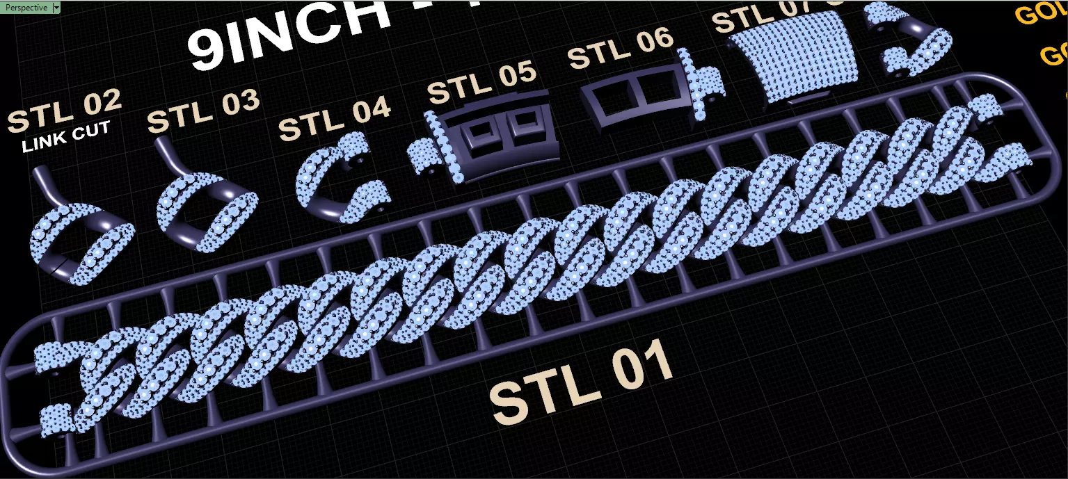 FULL LOCK BOX 18mm Wide SOLID CUBAN Link Chain - 9 Inch 3D print model_10