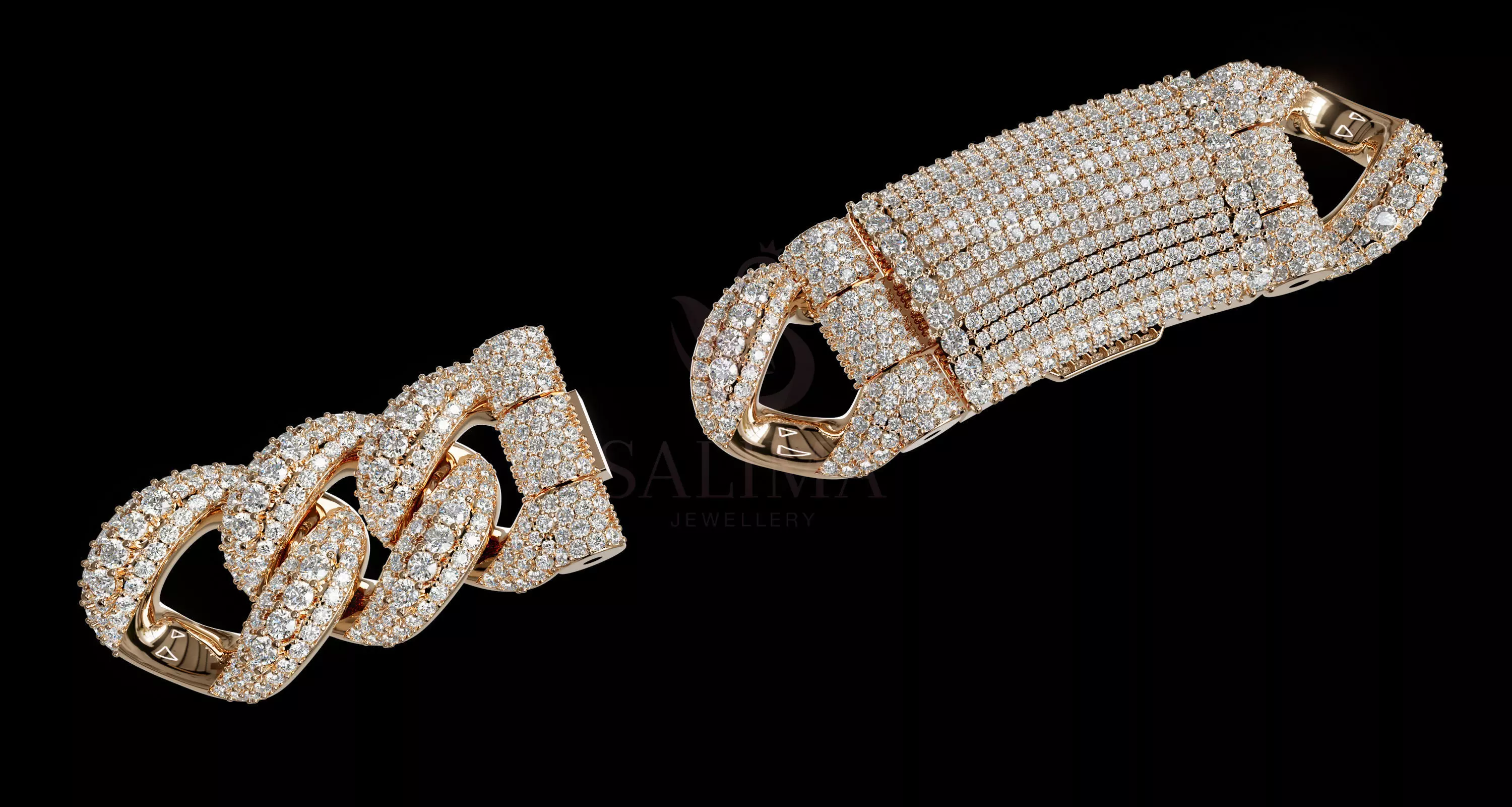 FULL LOCK BOX 18mm Wide SOLID CUBAN Link Chain - 9 Inch 3D print model_5