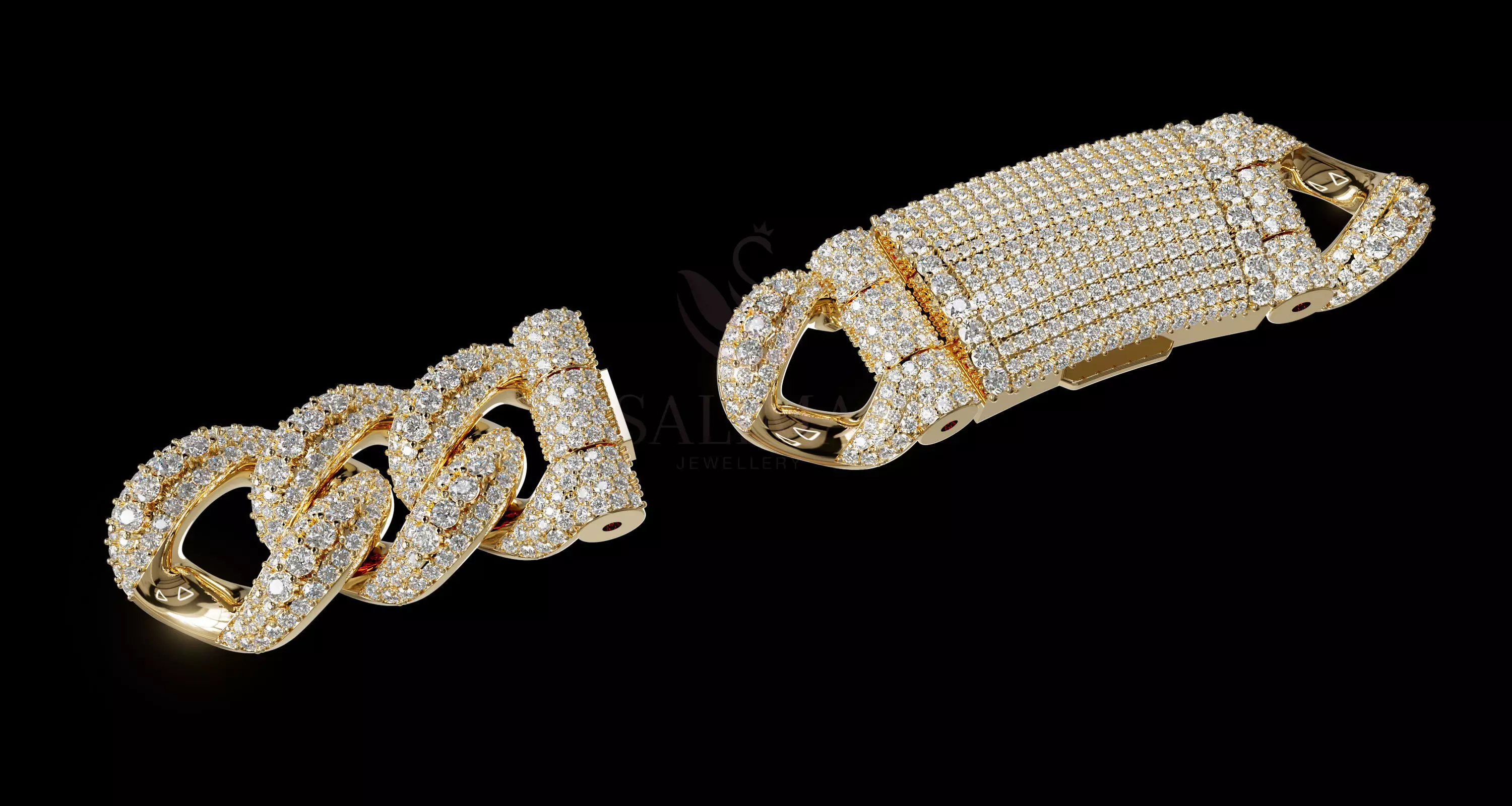 FULL LOCK BOX 18mm Wide SOLID CUBAN Link Chain - 9 Inch 3D print model_7