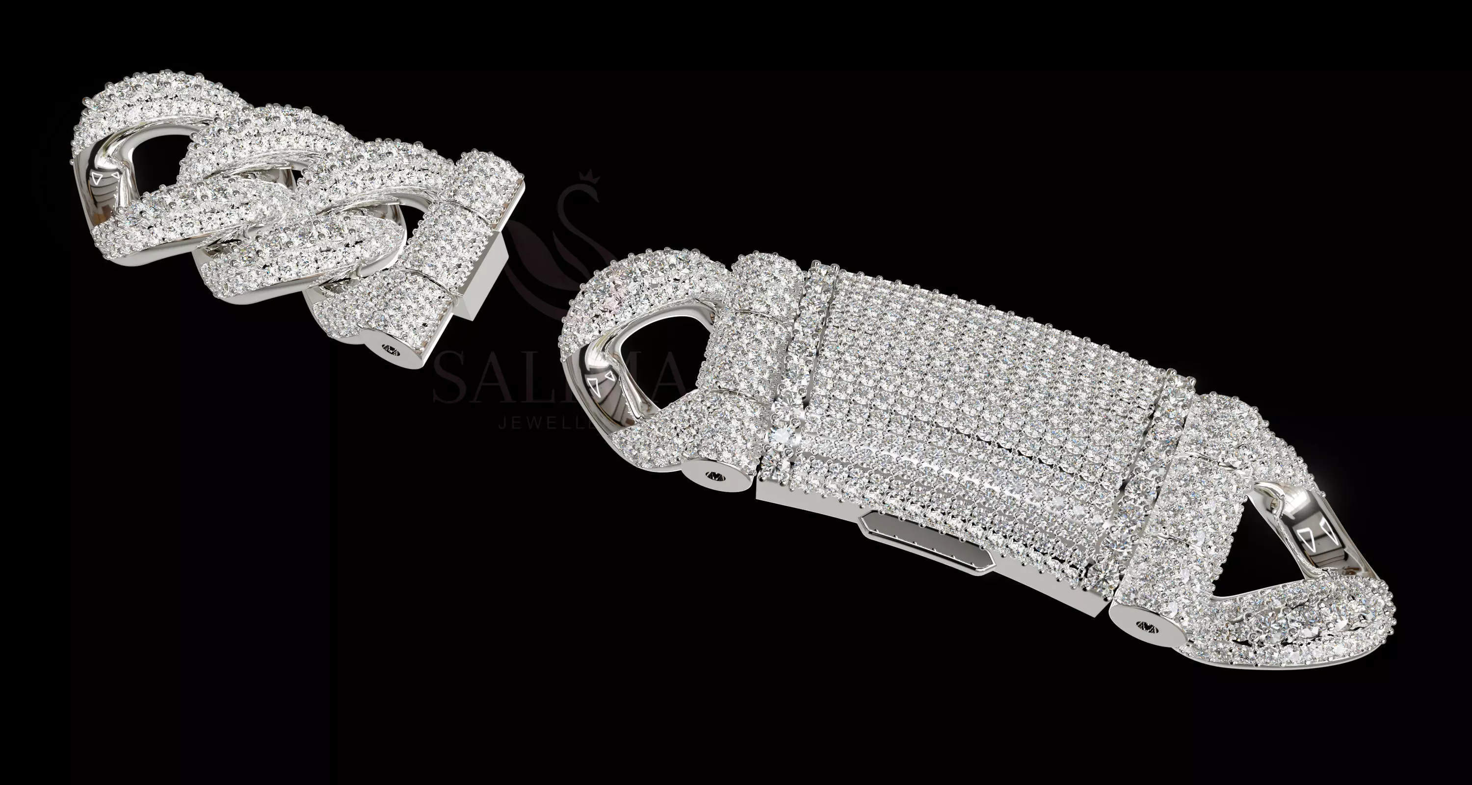 FULL LOCK BOX 18mm Wide SOLID CUBAN Link Chain - 9 Inch 3D print model_6
