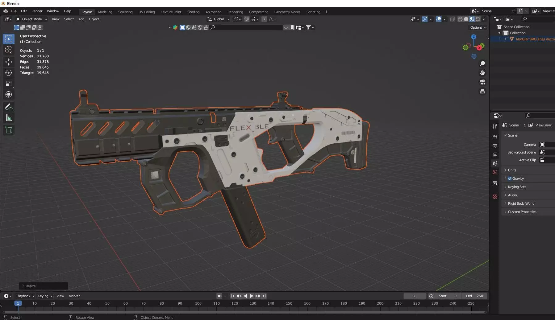 Modular SMG Kriss Vector Gen2 Low-poly 3D Model Low-poly 3D model_9