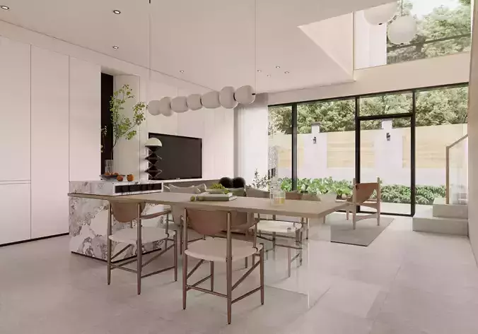 Modern living room dining room interior scenes 139