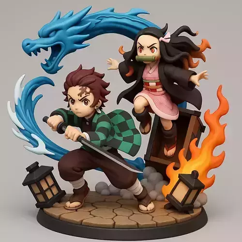  Demon Slayer Tanjiro Nezuko Diorama