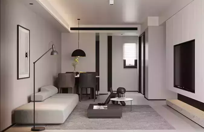 Modern living room dining room interior scenes 141