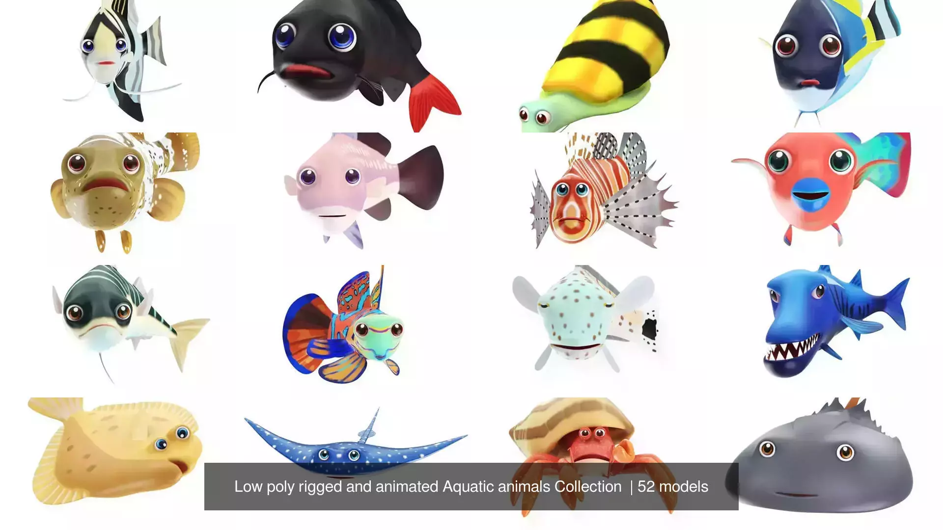 Low poly rigged and animated Aquatic animals Collection  _12