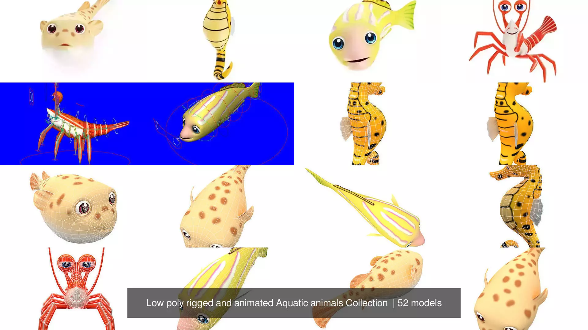 Low poly rigged and animated Aquatic animals Collection  _7