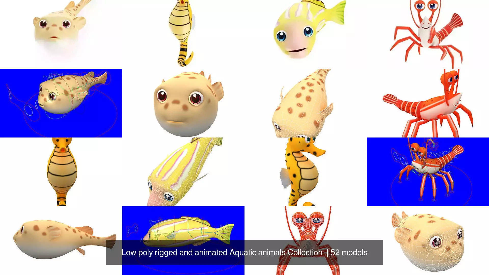 Low poly rigged and animated Aquatic animals Collection  _15