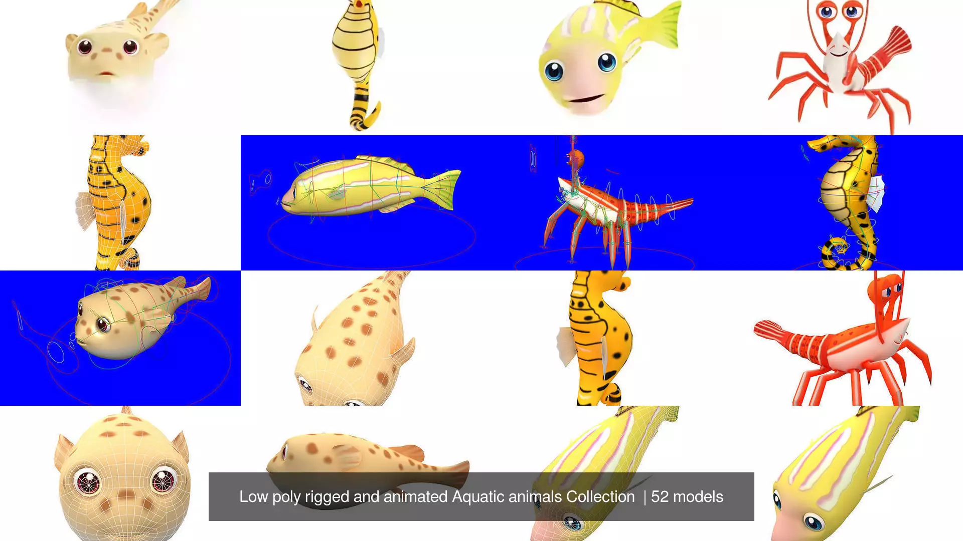 Low poly rigged and animated Aquatic animals Collection  _11