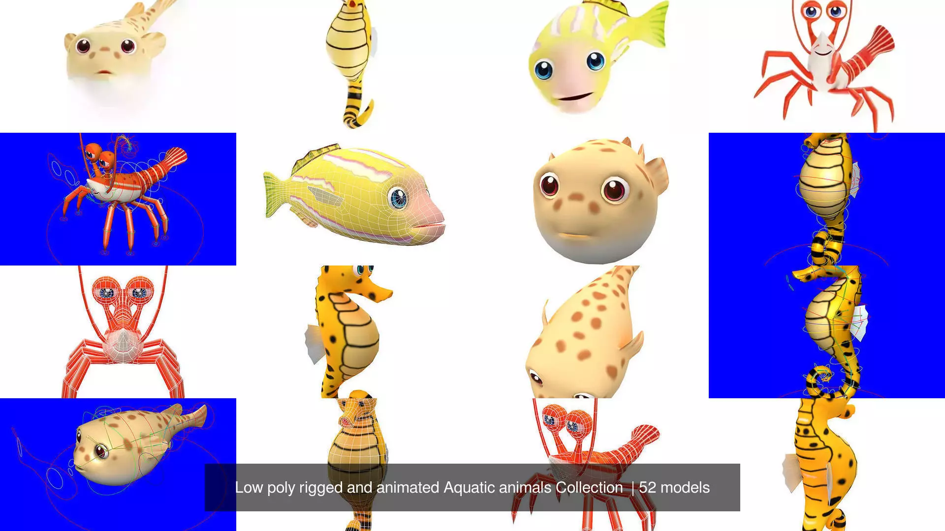 Low poly rigged and animated Aquatic animals Collection  _13