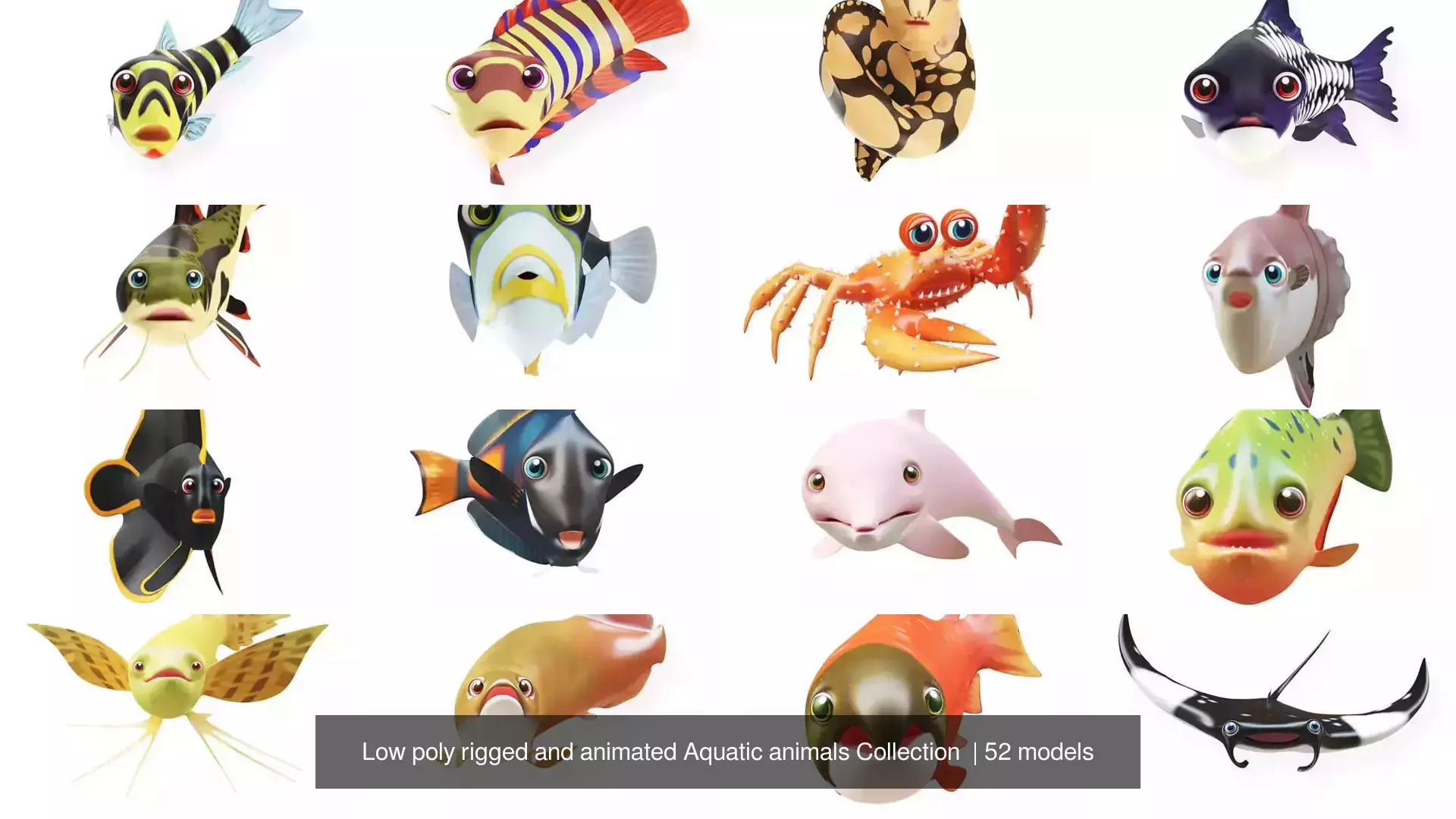 Low poly rigged and animated Aquatic animals Collection  _2