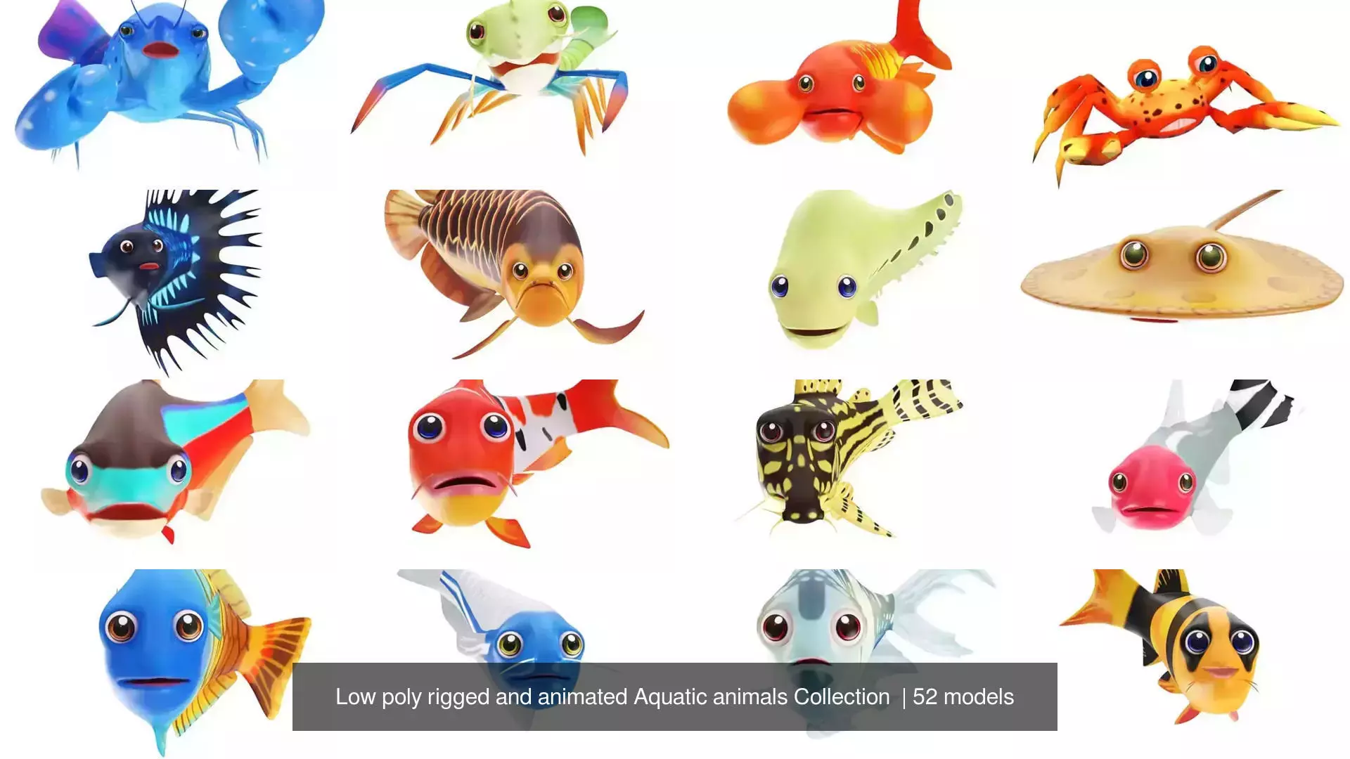 Low poly rigged and animated Aquatic animals Collection  _6