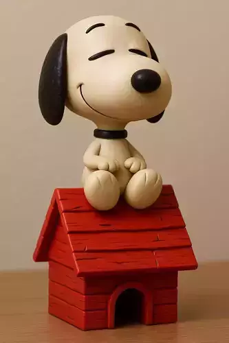 Happy Snoopy on his Doghouse 3D print model