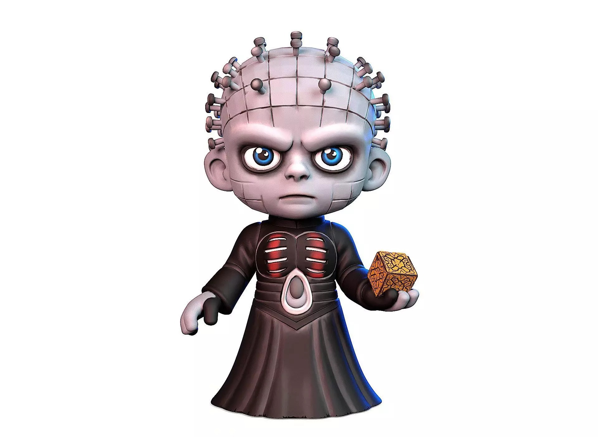 Cartoon stylized Pinhead 3D print model_0