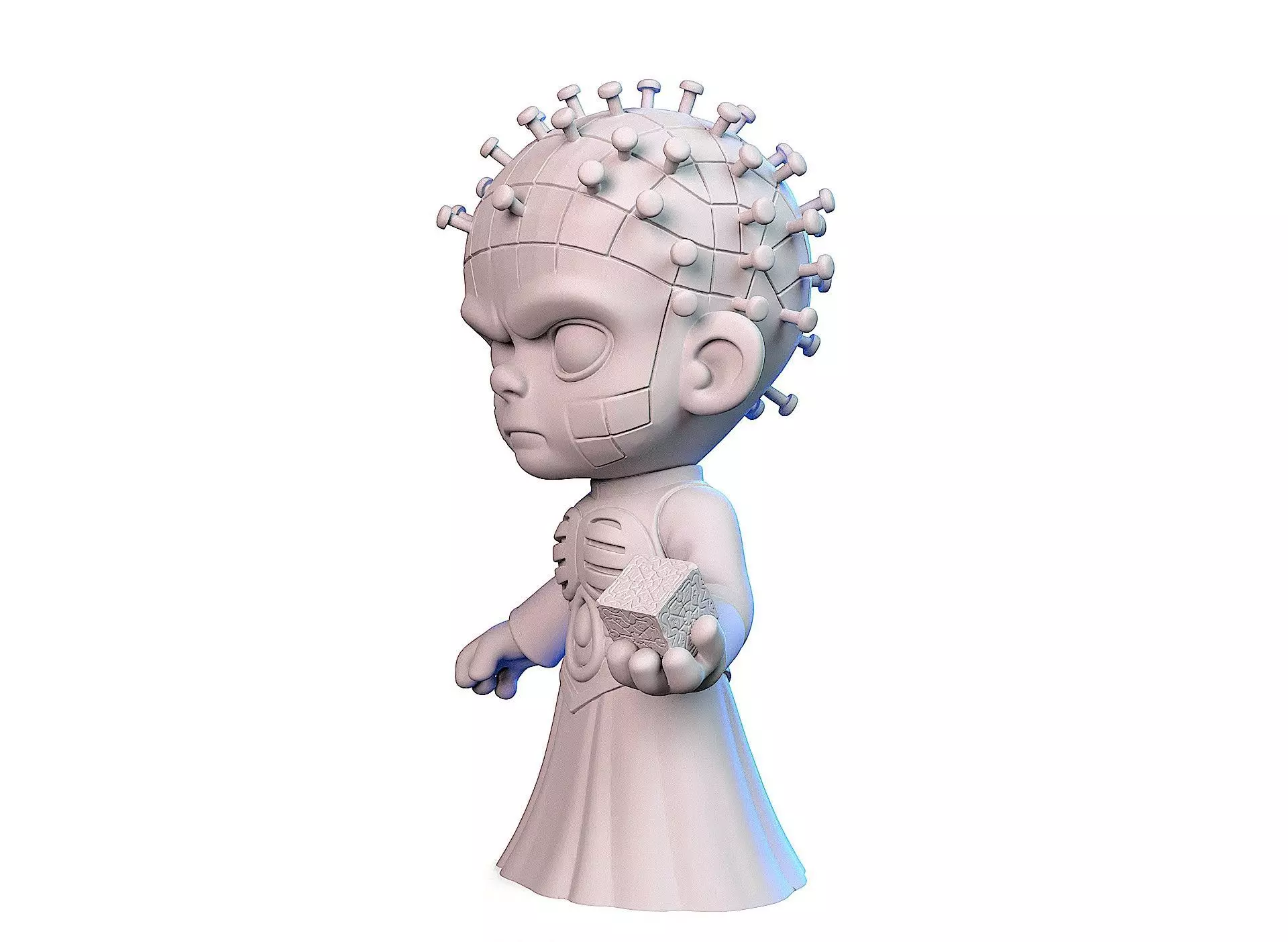 Cartoon stylized Pinhead 3D print model_4